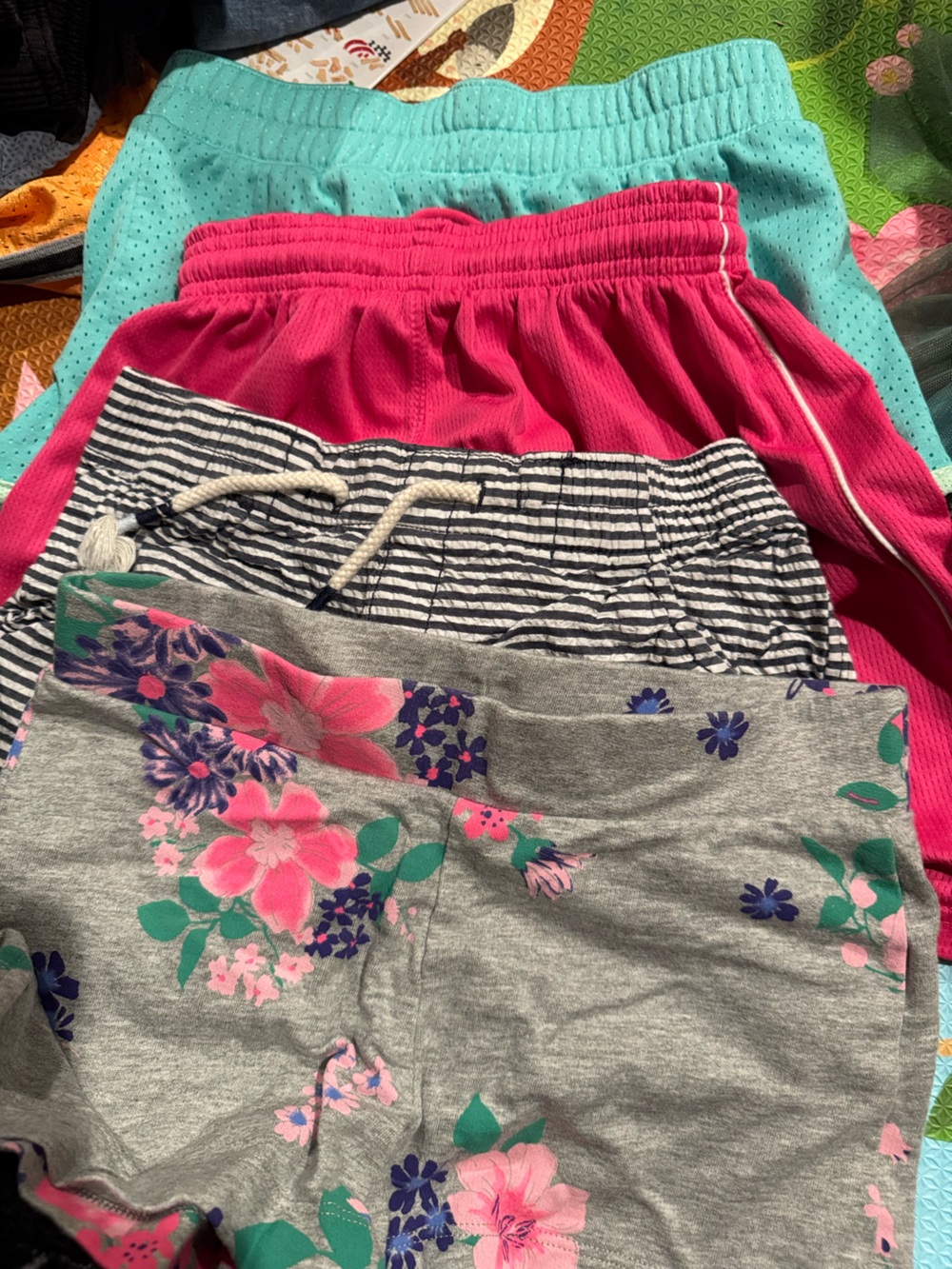 Bundle of 4 girls shorts Old Navy Gray Hoodie with Pink and Teal Floral size M